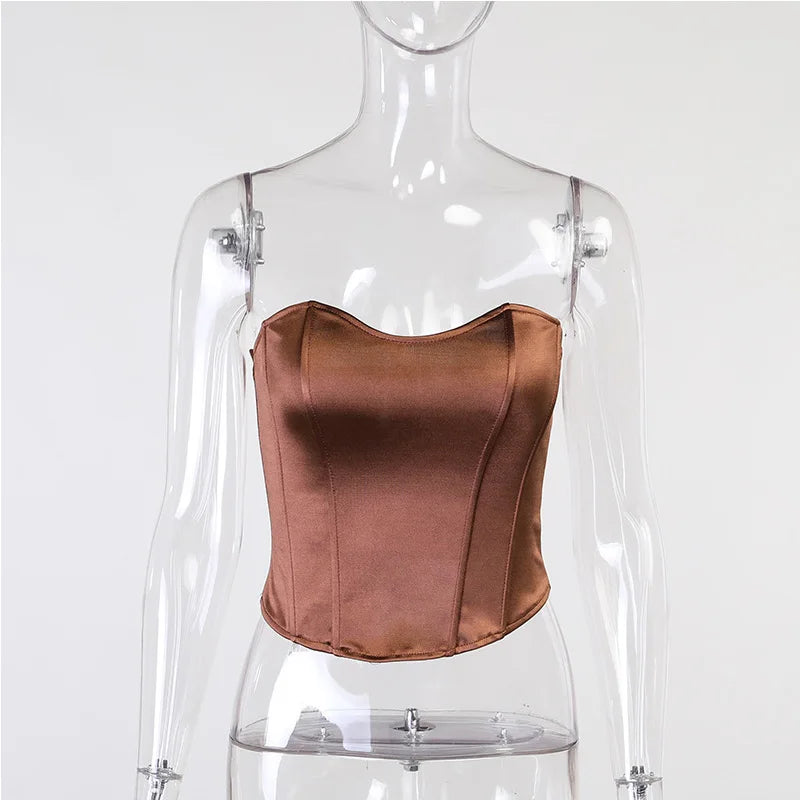 CorsetMuse Tube Top – Strapless Slim Crop Fit  Structured look. Sleek silhouette. Effortless elegance.