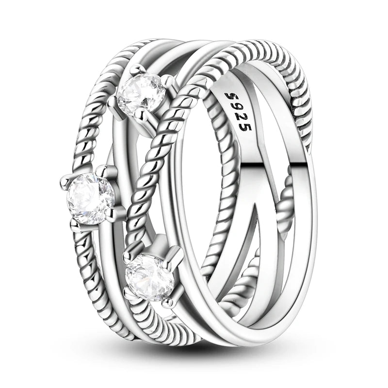 InfinityTwist Ring – 925 Silver Zircon Band  Elegant lines. Timeless shine. A symbol of forever.