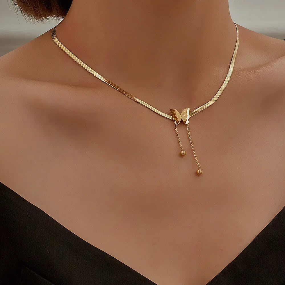 ButterflyMuse Necklace – Vintage Gold Charm Choker  Delicate charm. Vintage glow. Aesthetic elegance.