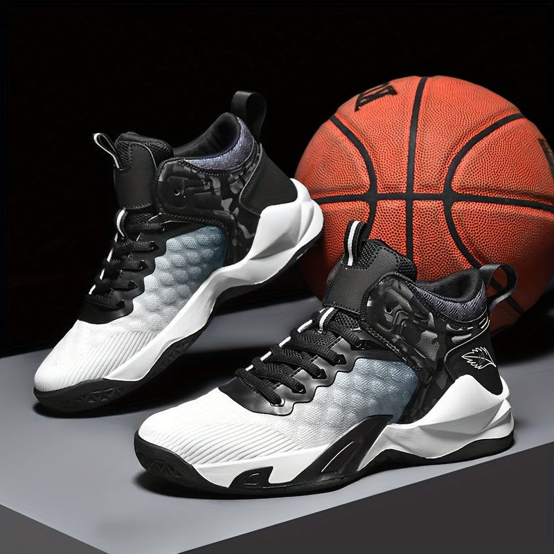 Men's Lace-up Basketball Sneakers - Athletic Shoes - Shock-absorbing