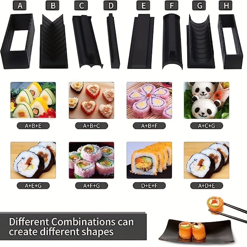 10pcs/set, DIY Sushi Maker Set - Includes Plastic Sushi Roller, Rice Mold, Spreader, and Kitchen Tools - Perfect for Back to School and Home Cooking