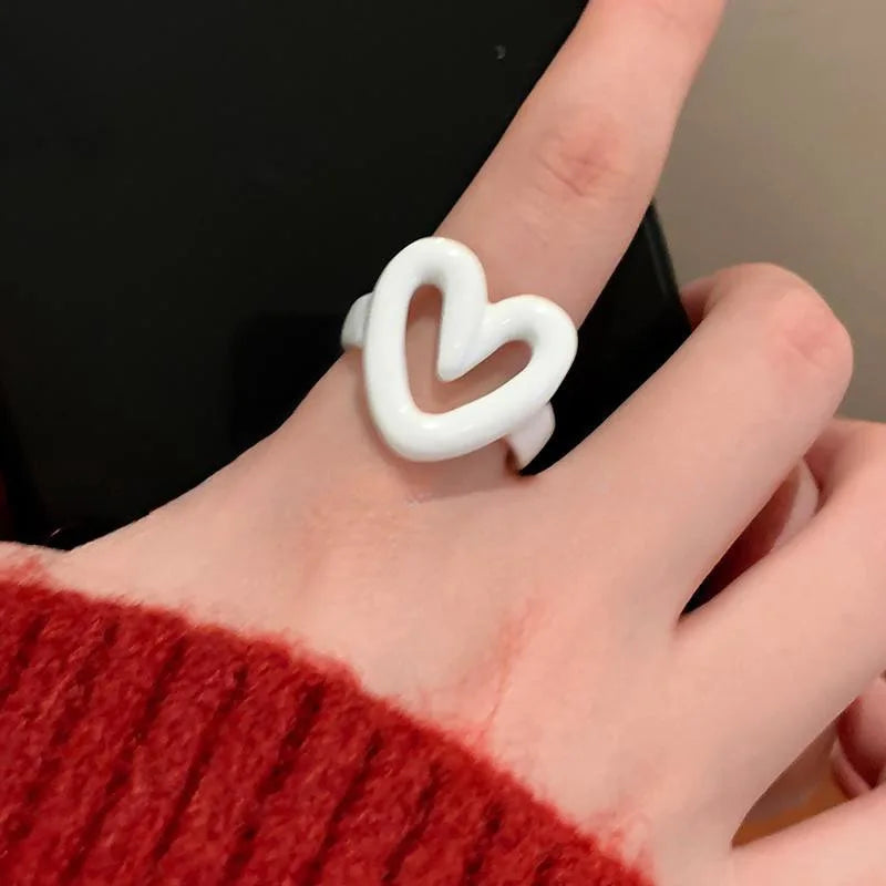 HeartPop Ring – Enamel Sweet Y2K Adjustable Ring  Playful color. Cute charm. Instant statement.