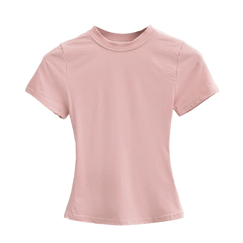 SlimMuse Tee – Y2K Solid Fit Top  Simple style. Sculpted fit. Everyday confidence.