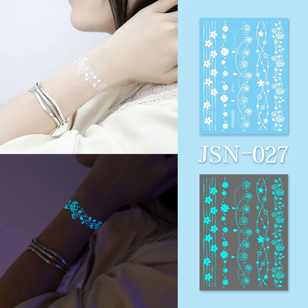 Luminous Bracelet & Necklace Tattoo Stickers – Waterproof Body Art  Glow with effortless style. No jewelry needed.