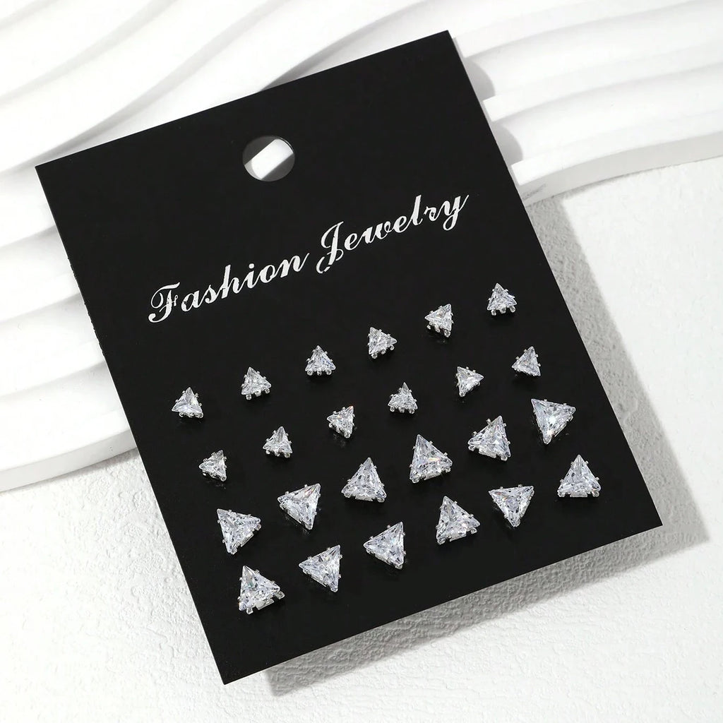 LuxeSpark Earring Set – 12 Pairs Zirconia Collection  Shine daily. Mix your style. Luxury made simple.