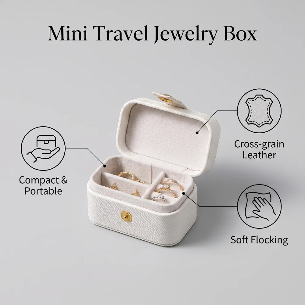 Mini Luxe Jewelry Case – Portable Travel Organizer  Small size. Smart storage. Travel in style.