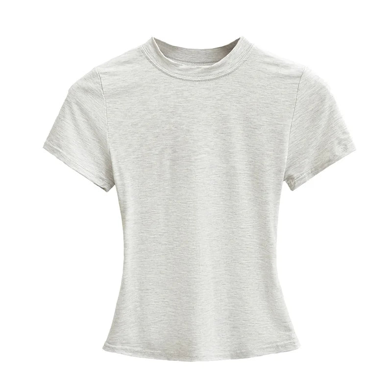 SlimMuse Tee – Y2K Solid Fit Top  Simple style. Sculpted fit. Everyday confidence.