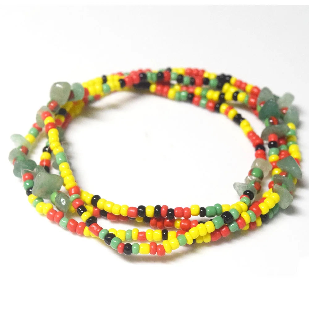 Handmade Glass Seed Beads Bikini Waist Belly Chain Plus Natural Stone Chips Jewelry Women