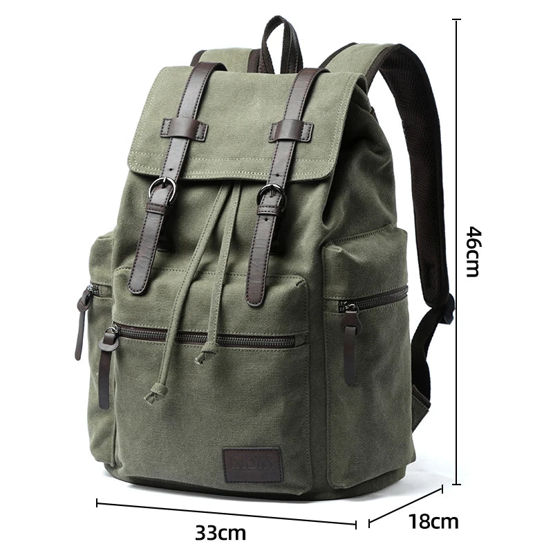 MOYYI Anti-Theft Vintage Laptop Bags for Men Outdoor Travel Backpack Sport Canvas Men's Backpack