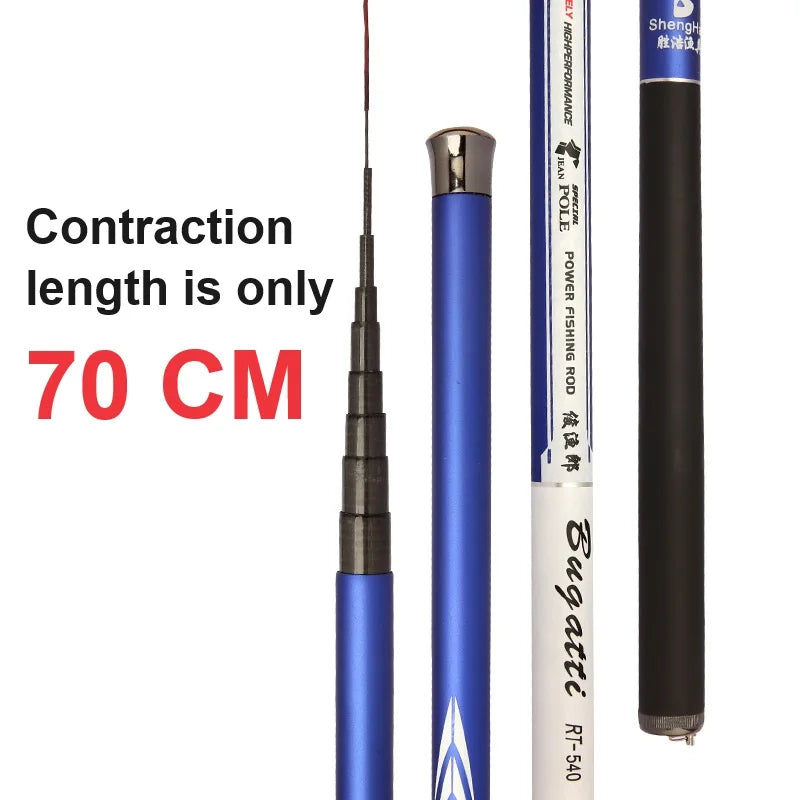 Wholesale Closed Length 70cm 3.6m-7.2m Freshwater Ultralight Hard Stream Fishing Rod Carbon Fiber Telescopic Pole Fishing Rod