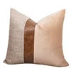 Cotton Linen Velvet Patchwork Faux Leather Pillow Cover Modern Farmhouse Decor Accent Cushion Case Decorative Throw Pillowcase