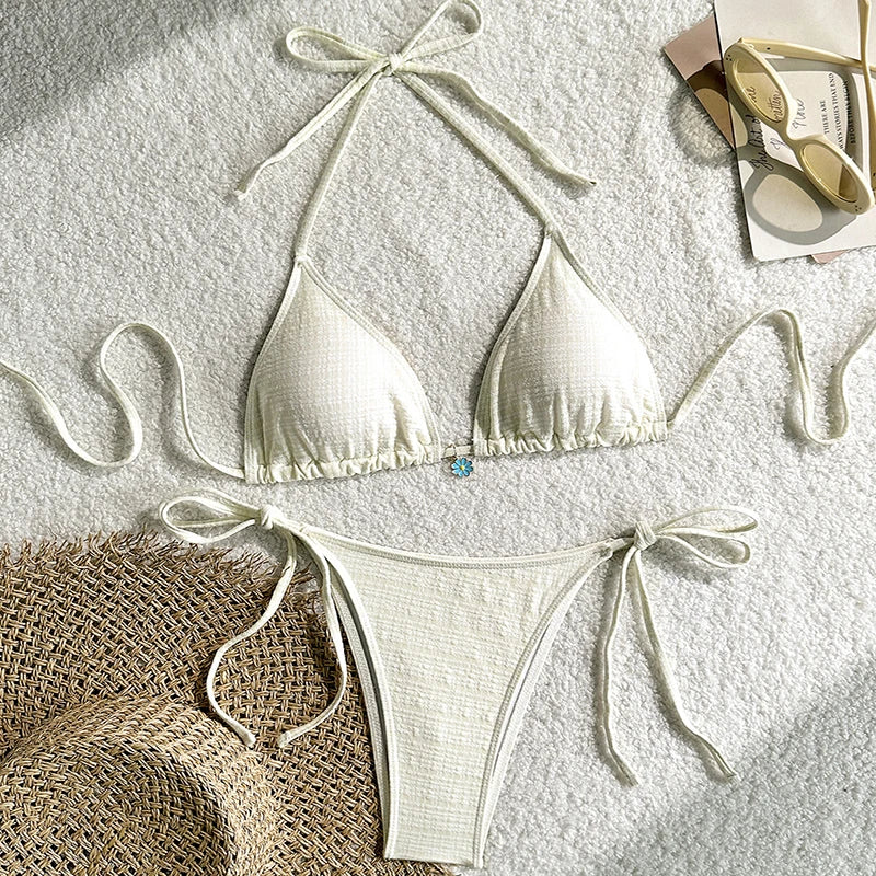 PASUXI Factory Wholesale Glitter Bikini Women Sexy Swimwear Swimsuit Bandage Bathing Suit Set Hot Beach Wear