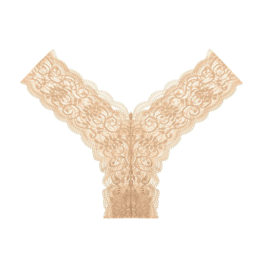 High Quality Floral Lace Thong Underwear Women Sexy Low-Rise Seamless Knitted Polyamide Spandex G-String Bikini Soft Logo Waist
