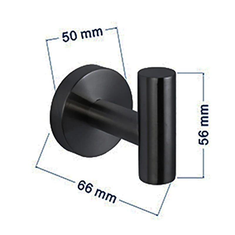 Hot Selling Wall Mount 304 Stainless Steel Black Bathroom Accessories Black Robe Hook Towel Hook Clothes Hook
