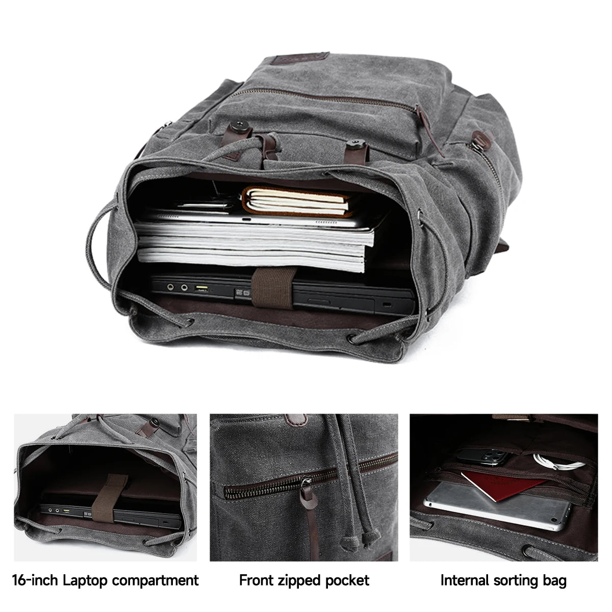 MOYYI Anti-Theft Vintage Laptop Bags for Men Outdoor Travel Backpack Sport Canvas Men's Backpack