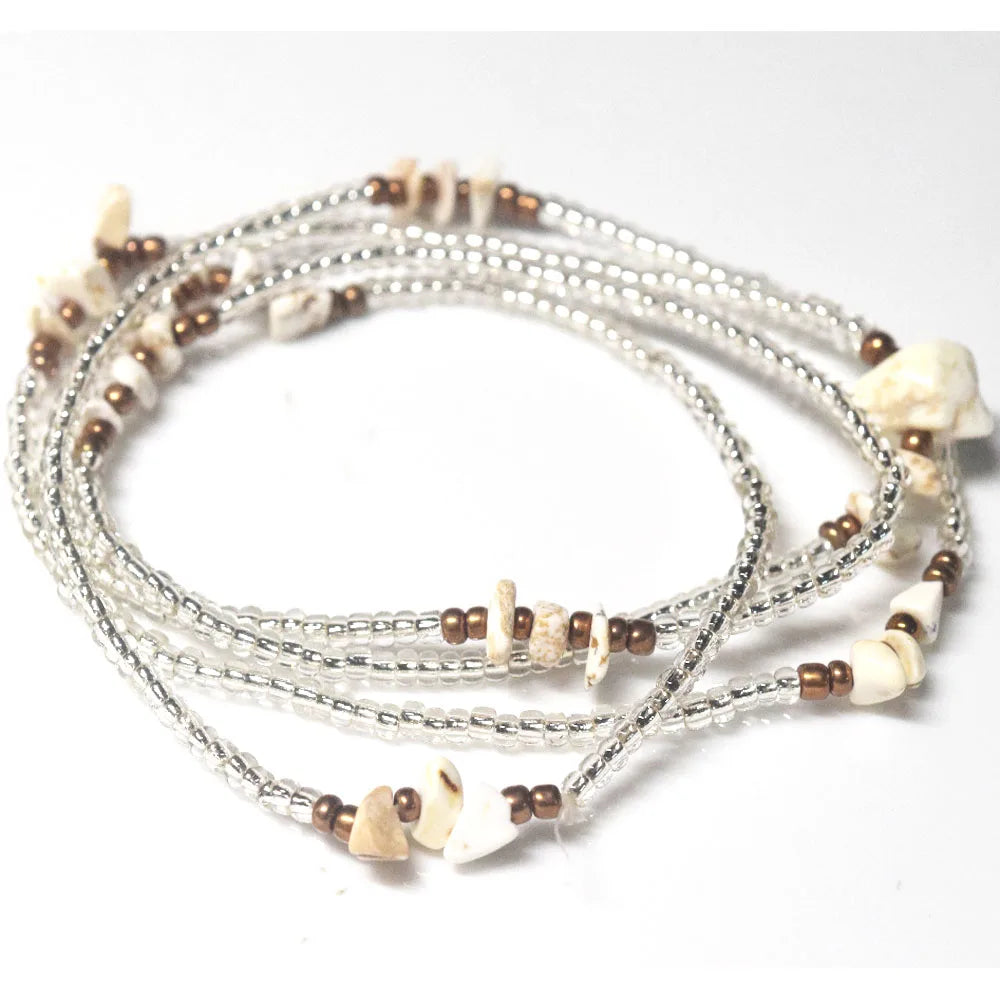 Handmade Glass Seed Beads Bikini Waist Belly Chain Plus Natural Stone Chips Jewelry Women