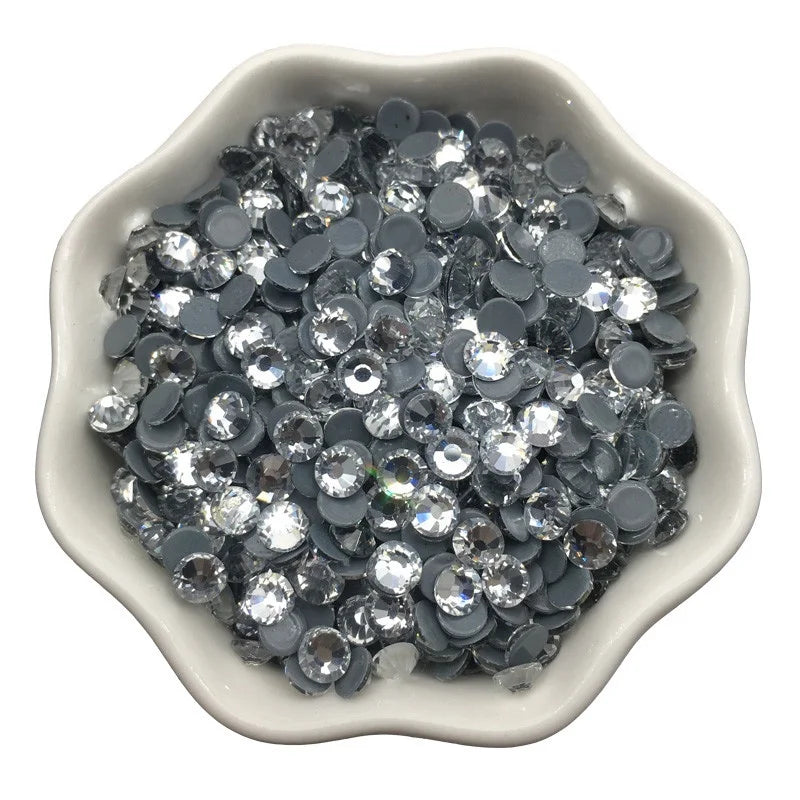 Style Bling White clear Loose Flat Back Glass Strass Ss10 Hot Fix Rhinestones Strass for Bikini Swimsuits