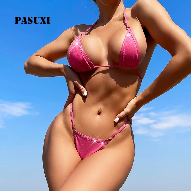 PASUXI Custom 2026 Sexy Print Bikini Set Trendy 2 Piece Push up Floral Women Beachwear Summer Swimwear