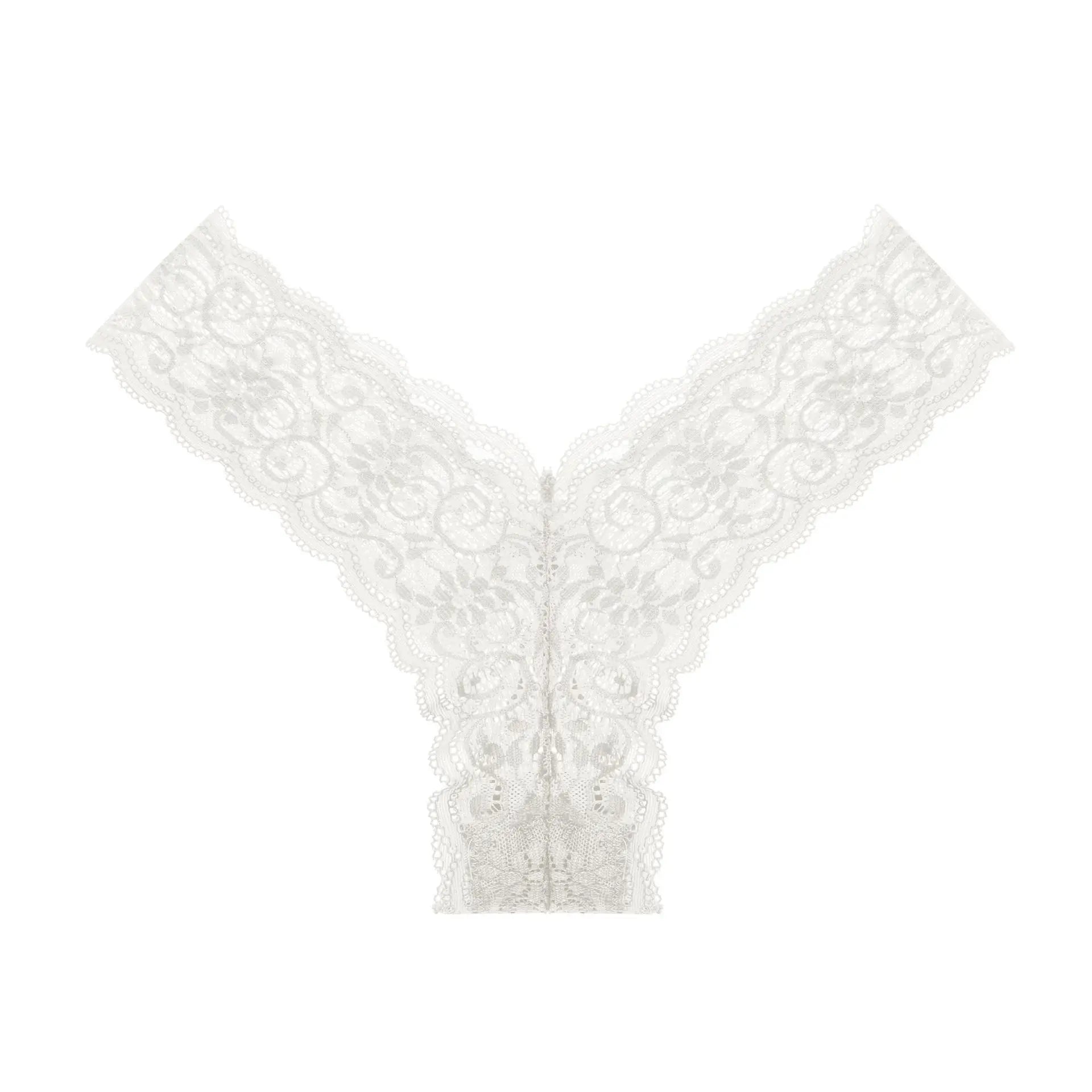 High Quality Floral Lace Thong Underwear Women Sexy Low-Rise Seamless Knitted Polyamide Spandex G-String Bikini Soft Logo Waist