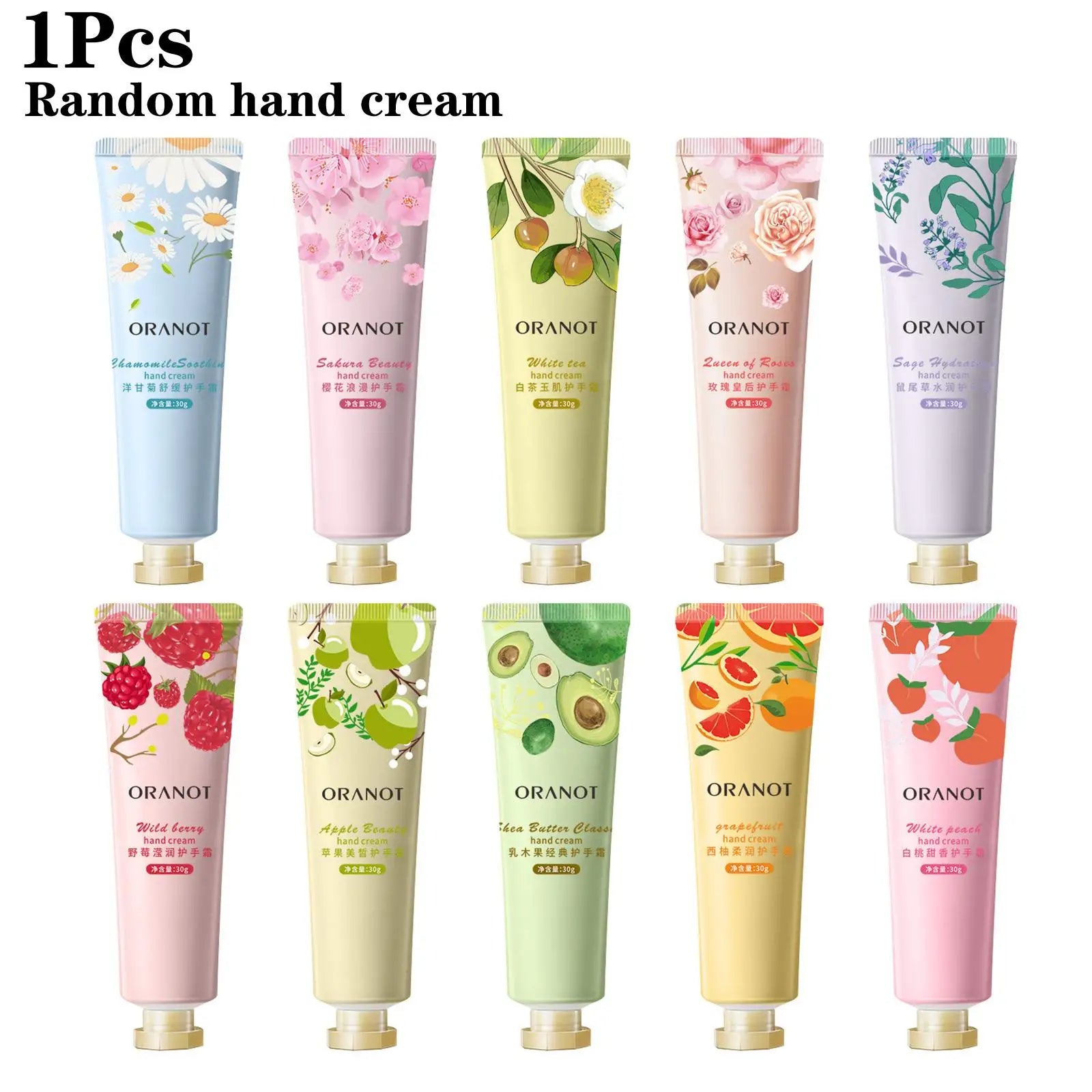 1Pc Hand Cream With Flower Fragrance Anti Chapping Plant Essence Care Moisturizing Hand Cream Hand Winter Care Color Random 30g