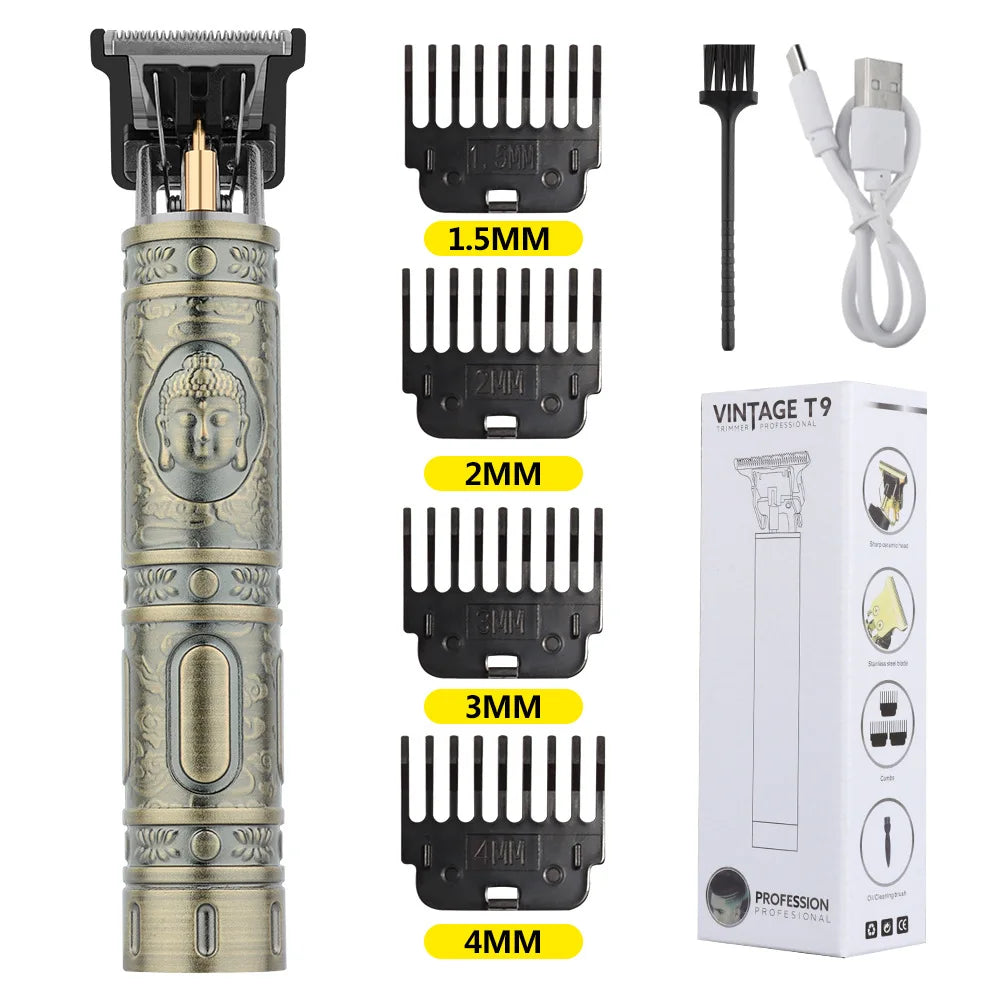 RetroCut T9 Pro Trimmer – Precision Hair & Beard Grooming Kit  Sharp, stylish, and built for professional-level grooming at home.