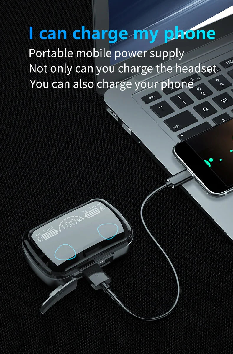 M10 Wireless Earbuds – Power Bank Charging & Deep Bass Sound  More than earbuds—your music, calls, and power on the go.