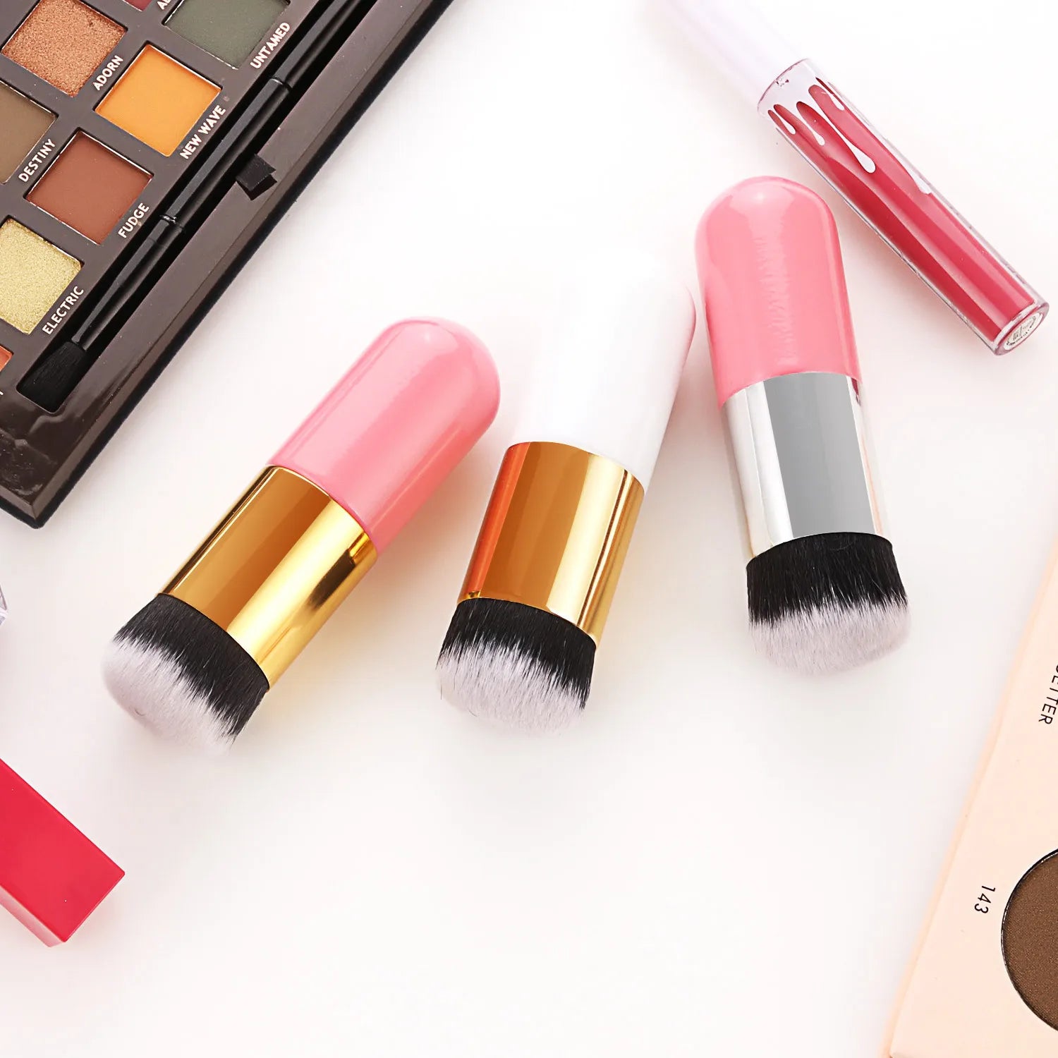 1Pcs New Chubby Pier Foundation Brush Flat Cream Makeup Brushes Professional Cosmetic Make-up Brush