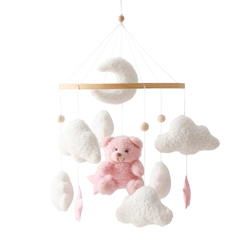 Baby Bed Bell Rattle Toy Soft Cartoon Bear Bed Bell 0-12 Months Bed Bell Wooden Newborn Music Box Bed Bell Hanging Toy Baby Gift