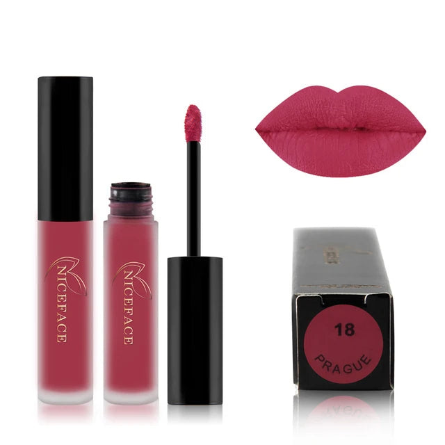 NICEFACE 34 Color Lip Gloss Waterproof Nude Matte Liquid Lipstick Moisturizing Long Lasting Lipgloss Lip Makeup Beauty Cosmetics