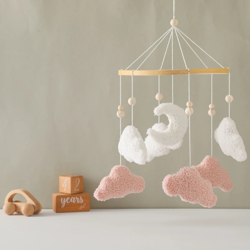 Baby Bed Bell Rattle Toy Soft Cartoon Bear Bed Bell 0-12 Months Bed Bell Wooden Newborn Music Box Bed Bell Hanging Toy Baby Gift