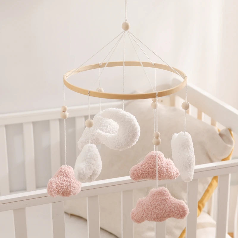 Baby Bed Bell Rattle Toy Soft Cartoon Bear Bed Bell 0-12 Months Bed Bell Wooden Newborn Music Box Bed Bell Hanging Toy Baby Gift