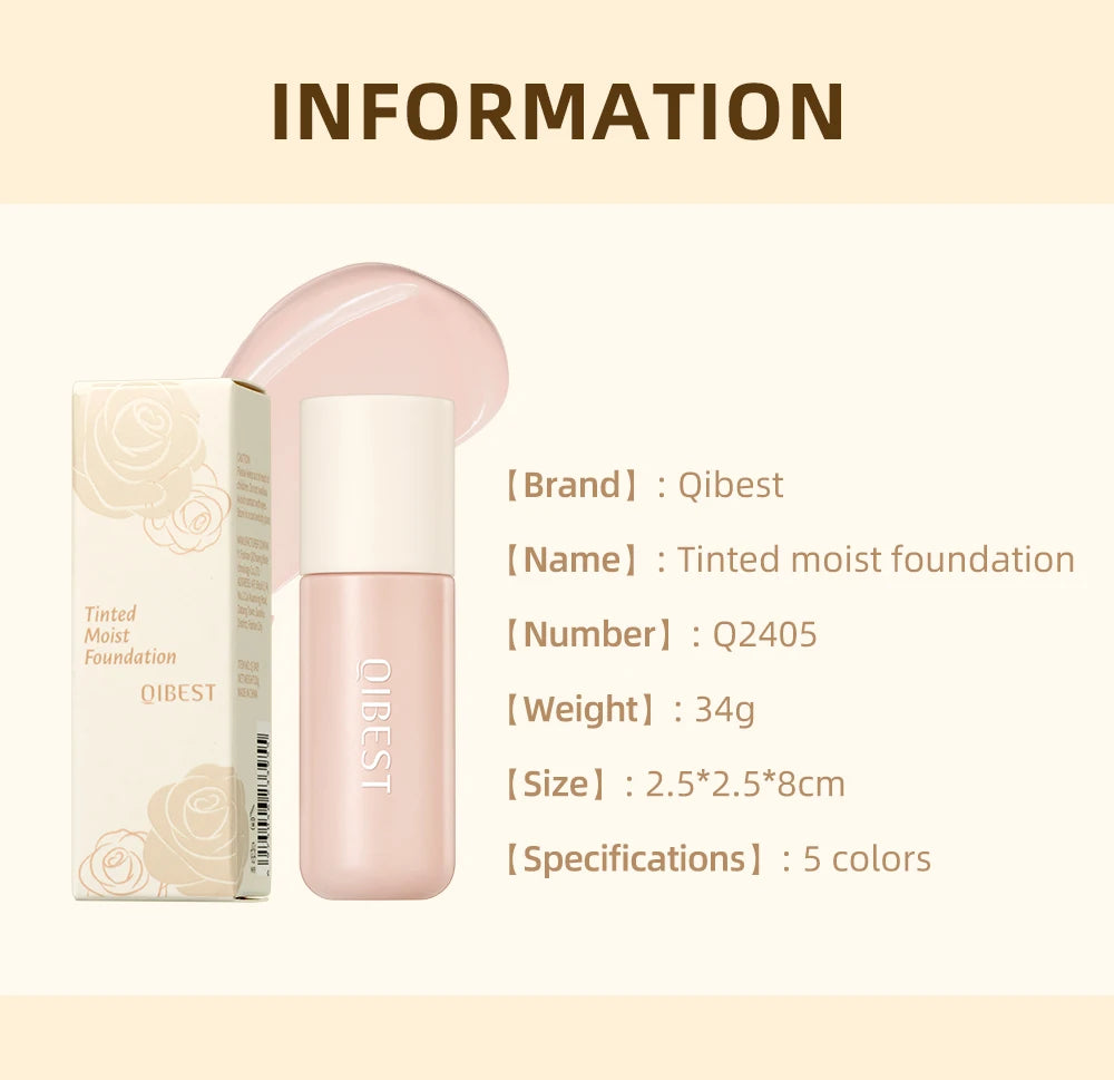 QIBEST Liquid Foundation High Coverage Waterproof Face Concealer Base Cream Lasting Oil-Control Professional Makeup For Women