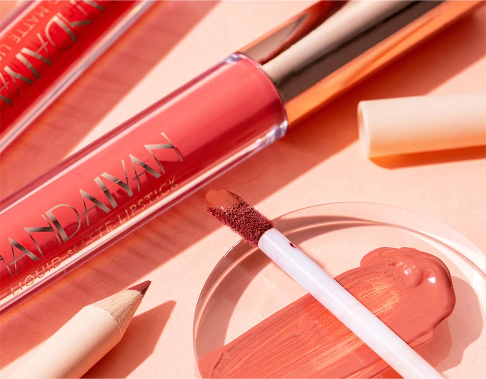 12 Color Matte Liquid Lipstick + Lip Liner Set Nude Velvet Lip Gloss Waterproof Long Lasting Lipgloss Glaze Cosmetics Kit