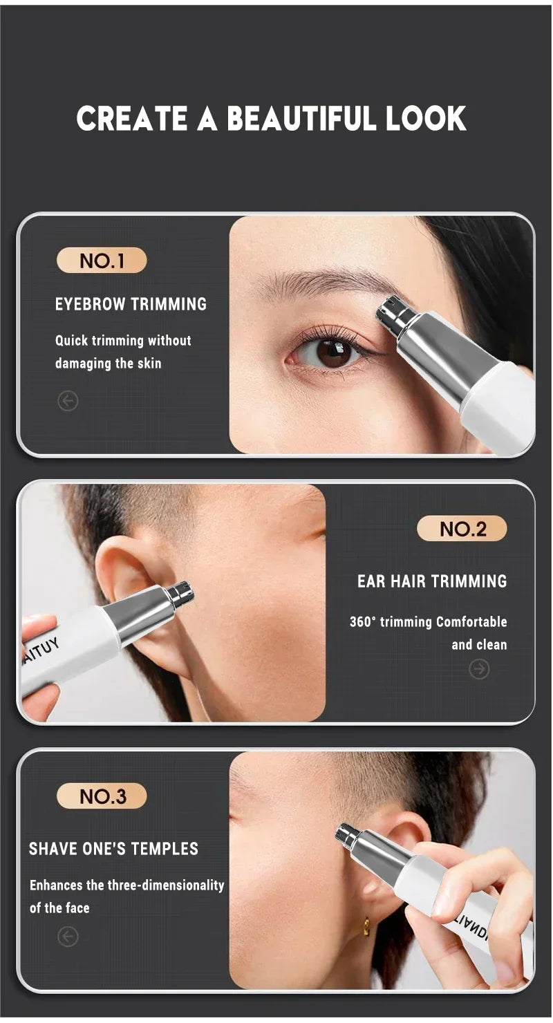TrimPro 2-in-1 Grooming Tool – Ear, Nose & Eyebrow Trimmer  Clean look. Zero pain. Total precision.