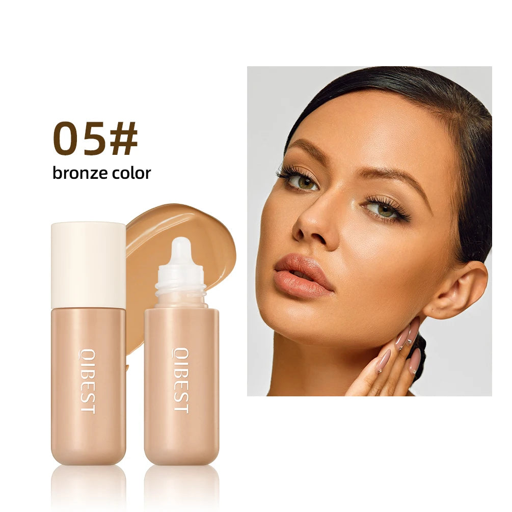 QIBEST Liquid Foundation High Coverage Waterproof Face Concealer Base Cream Lasting Oil-Control Professional Makeup For Women