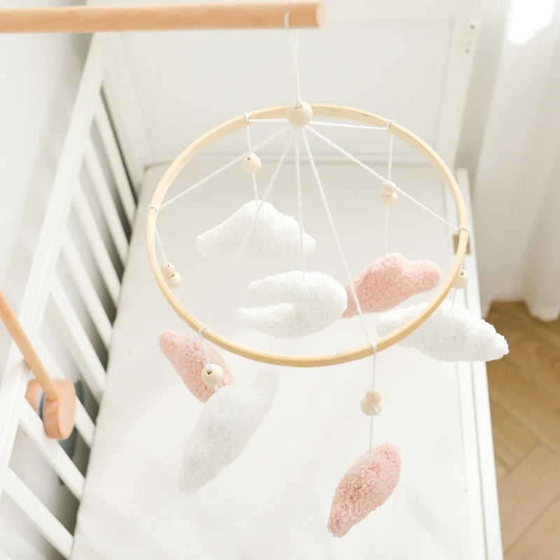 Baby Bed Bell Rattle Toy Soft Cartoon Bear Bed Bell 0-12 Months Bed Bell Wooden Newborn Music Box Bed Bell Hanging Toy Baby Gift
