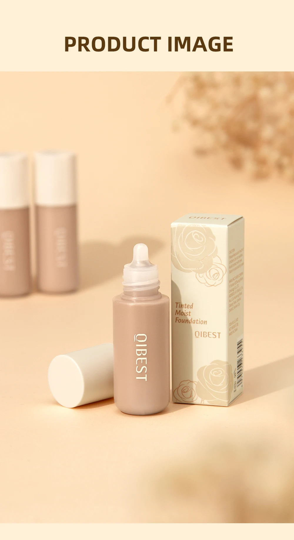 QIBEST Liquid Foundation High Coverage Waterproof Face Concealer Base Cream Lasting Oil-Control Professional Makeup For Women