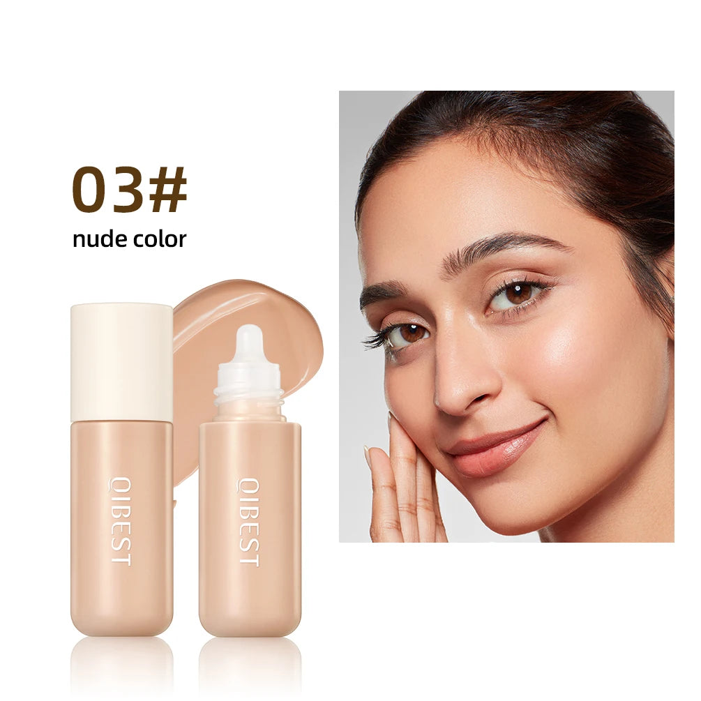 QIBEST Liquid Foundation High Coverage Waterproof Face Concealer Base Cream Lasting Oil-Control Professional Makeup For Women