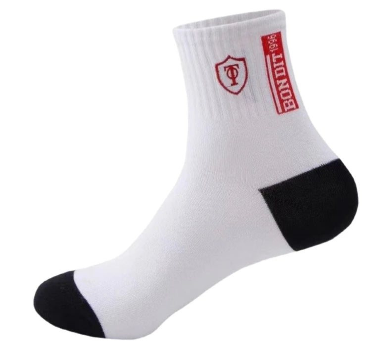5 Pairs of Autumn and Winter MEN'S Sports Socks for Summer Leisure, Sweat Wicking, Lightweight and Breathable Basketball Socks
