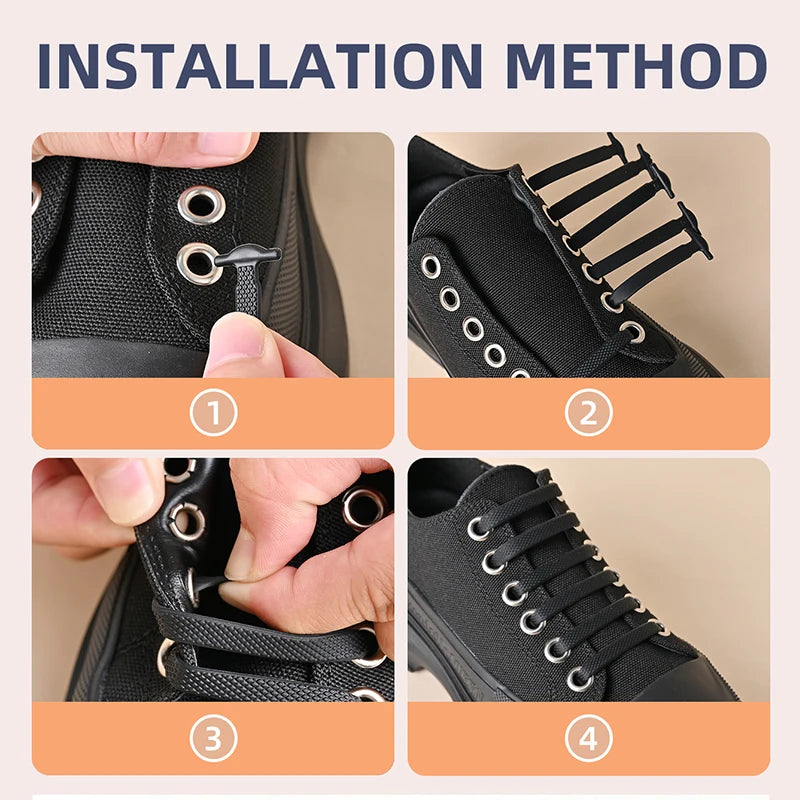 FlexLock No-Tie Laces – 16PCS Silicone Shoelace Set  Slip on. Stay secure. No tying needed.
