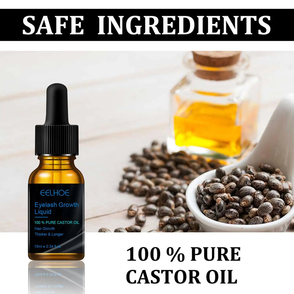 10ml Castor Oil Eyelash Growth Serum Eyelash Enhancer Lengthening Fuller Thicker Lashes Treatment Eyebrow Growth Nourishing