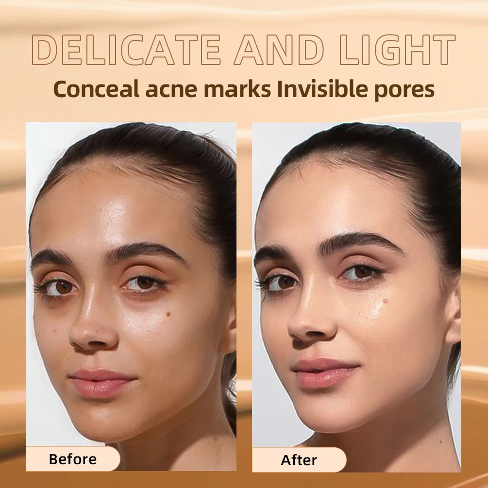 QIBEST Liquid Foundation High Coverage Waterproof Face Concealer Base Cream Lasting Oil-Control Professional Makeup For Women