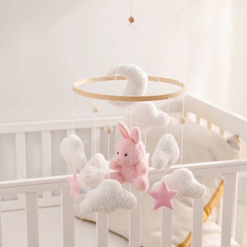 Baby Bed Bell Rattle Toy Soft Cartoon Bear Bed Bell 0-12 Months Bed Bell Wooden Newborn Music Box Bed Bell Hanging Toy Baby Gift