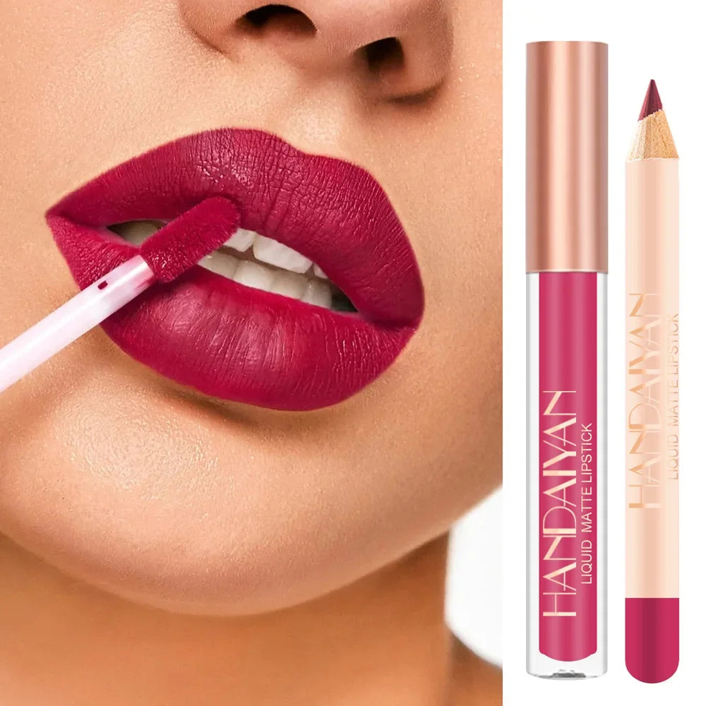 12 Color Matte Liquid Lipstick + Lip Liner Set Nude Velvet Lip Gloss Waterproof Long Lasting Lipgloss Glaze Cosmetics Kit