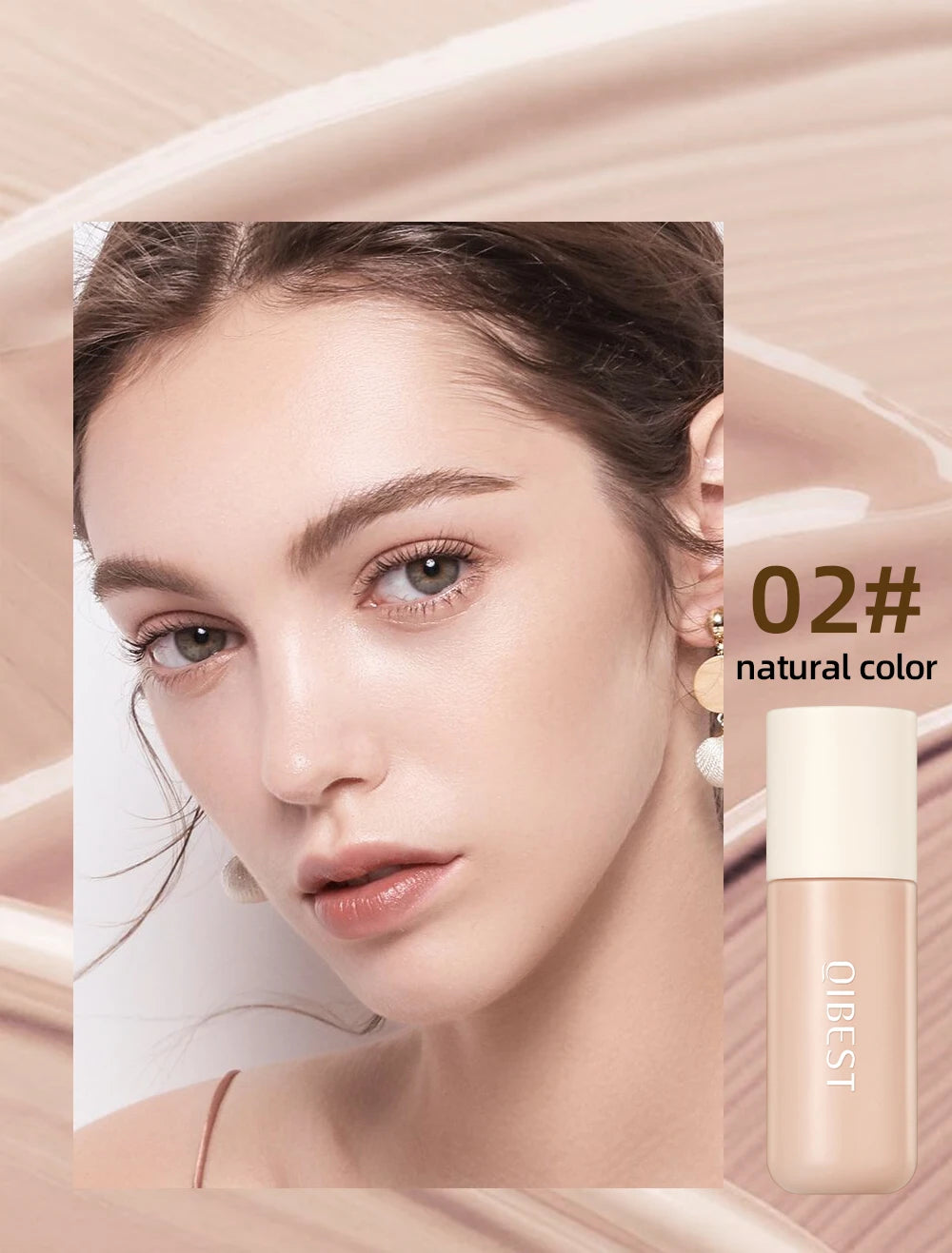 QIBEST Liquid Foundation High Coverage Waterproof Face Concealer Base Cream Lasting Oil-Control Professional Makeup For Women