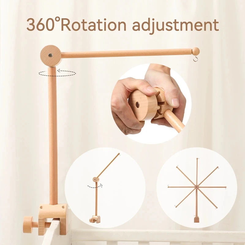 Baby Bed Bell Rattle Toy Soft Cartoon Bear Bed Bell 0-12 Months Bed Bell Wooden Newborn Music Box Bed Bell Hanging Toy Baby Gift
