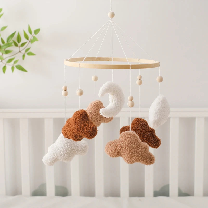 Baby Bed Bell Rattle Toy Soft Cartoon Bear Bed Bell 0-12 Months Bed Bell Wooden Newborn Music Box Bed Bell Hanging Toy Baby Gift