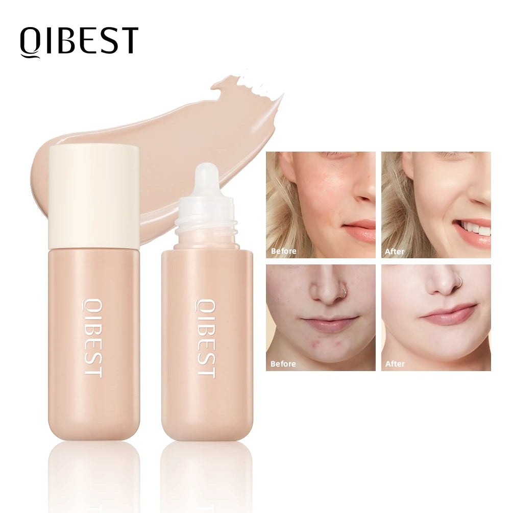QIBEST Liquid Foundation High Coverage Waterproof Face Concealer Base Cream Lasting Oil-Control Professional Makeup For Women