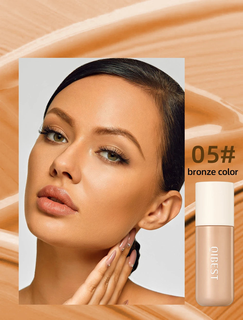QIBEST Liquid Foundation High Coverage Waterproof Face Concealer Base Cream Lasting Oil-Control Professional Makeup For Women