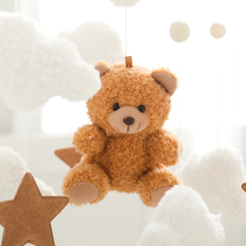 Baby Bed Bell Rattle Toy Soft Cartoon Bear Bed Bell 0-12 Months Bed Bell Wooden Newborn Music Box Bed Bell Hanging Toy Baby Gift